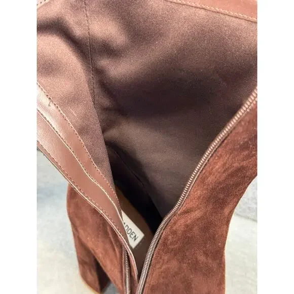 Steve Madden Chocolate Suede Heeled Boots - Picture 8 of 9
